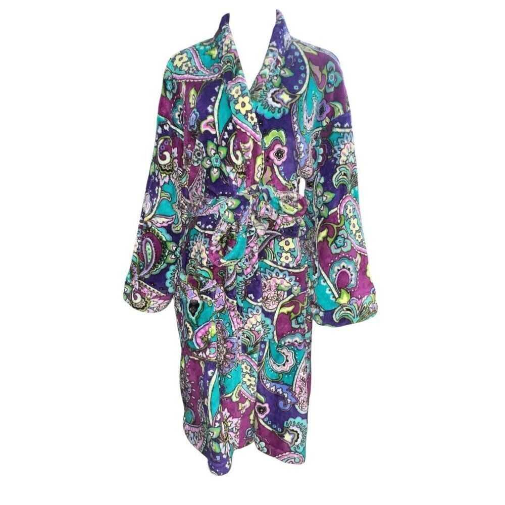 Vera Bradley Heather Fleece Robe Hooded Retired Multicolor Small/Medium